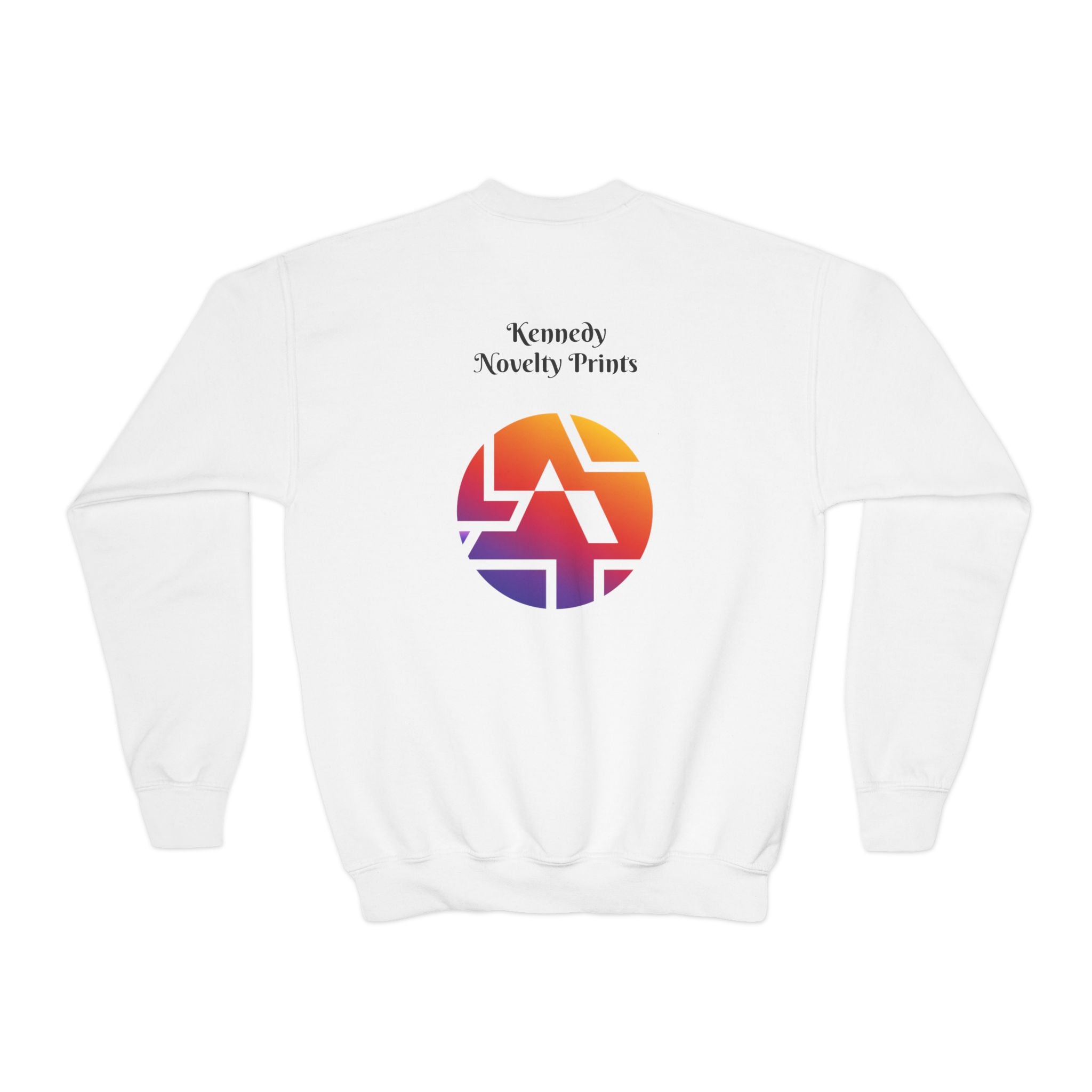 Youth Crewneck Sweatshirt — Retro Gradient Logo "Kennedy Novelty Prints"