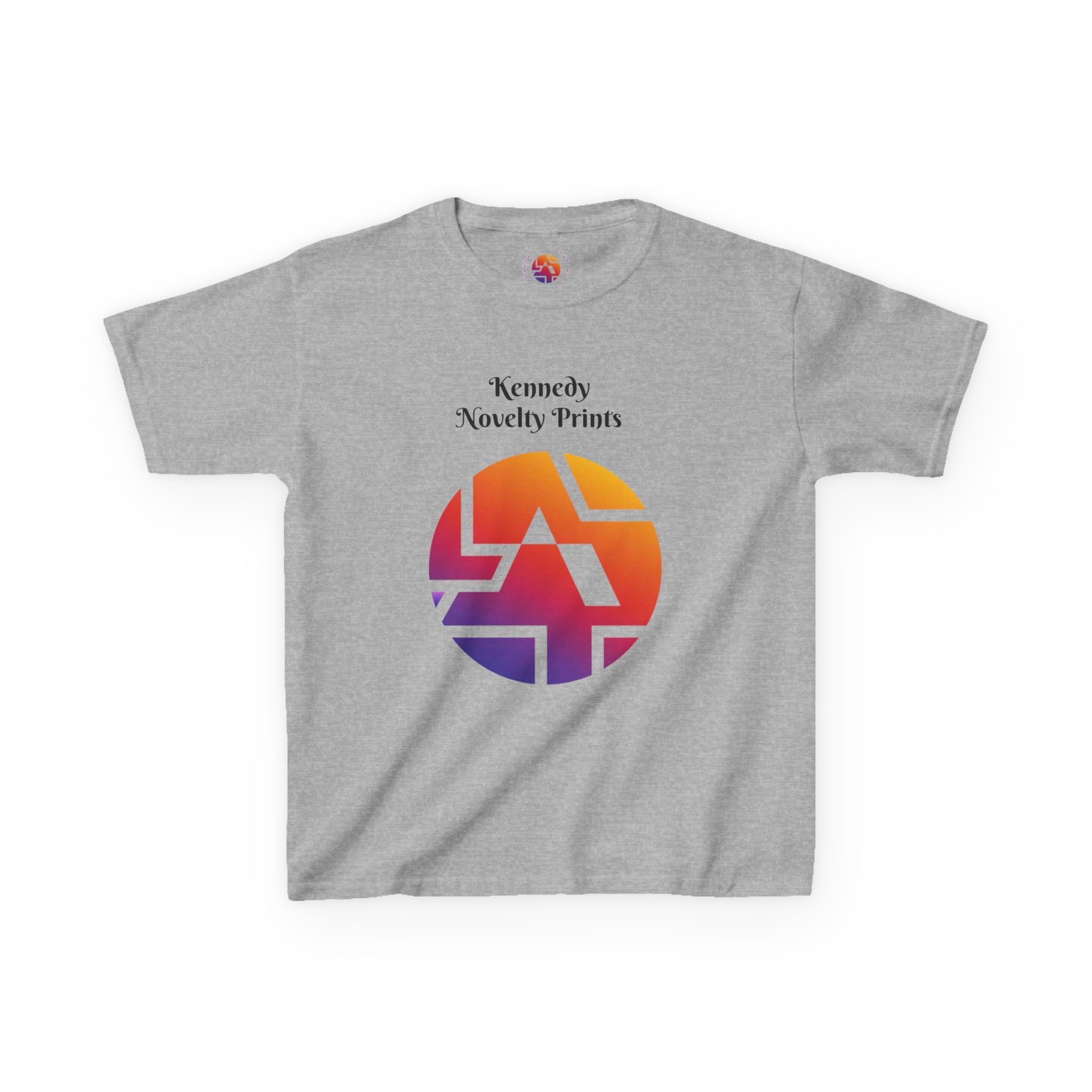 Kids Graphic Tee — Colorful Retro Logo Print ("Kennedy Novelty Prints")