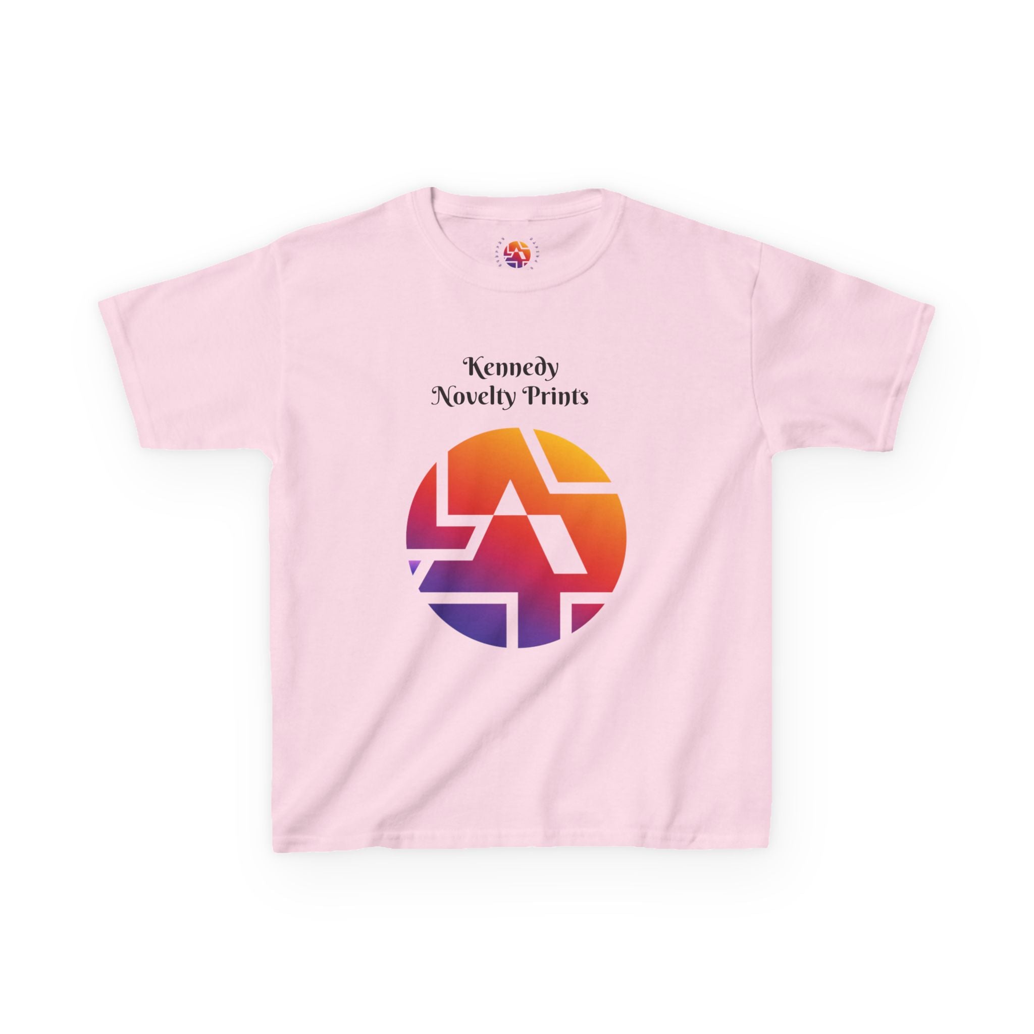 Kids Graphic Tee — Colorful Retro Logo Print ("Kennedy Novelty Prints")
