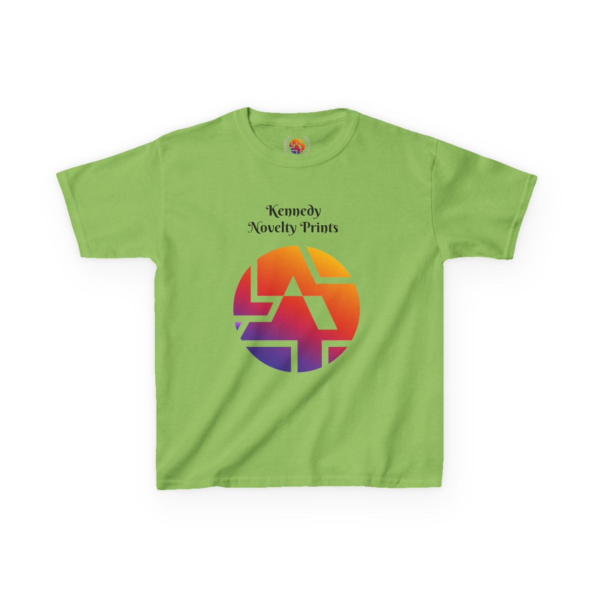 Kids Graphic Tee — Colorful Retro Logo Print ("Kennedy Novelty Prints")