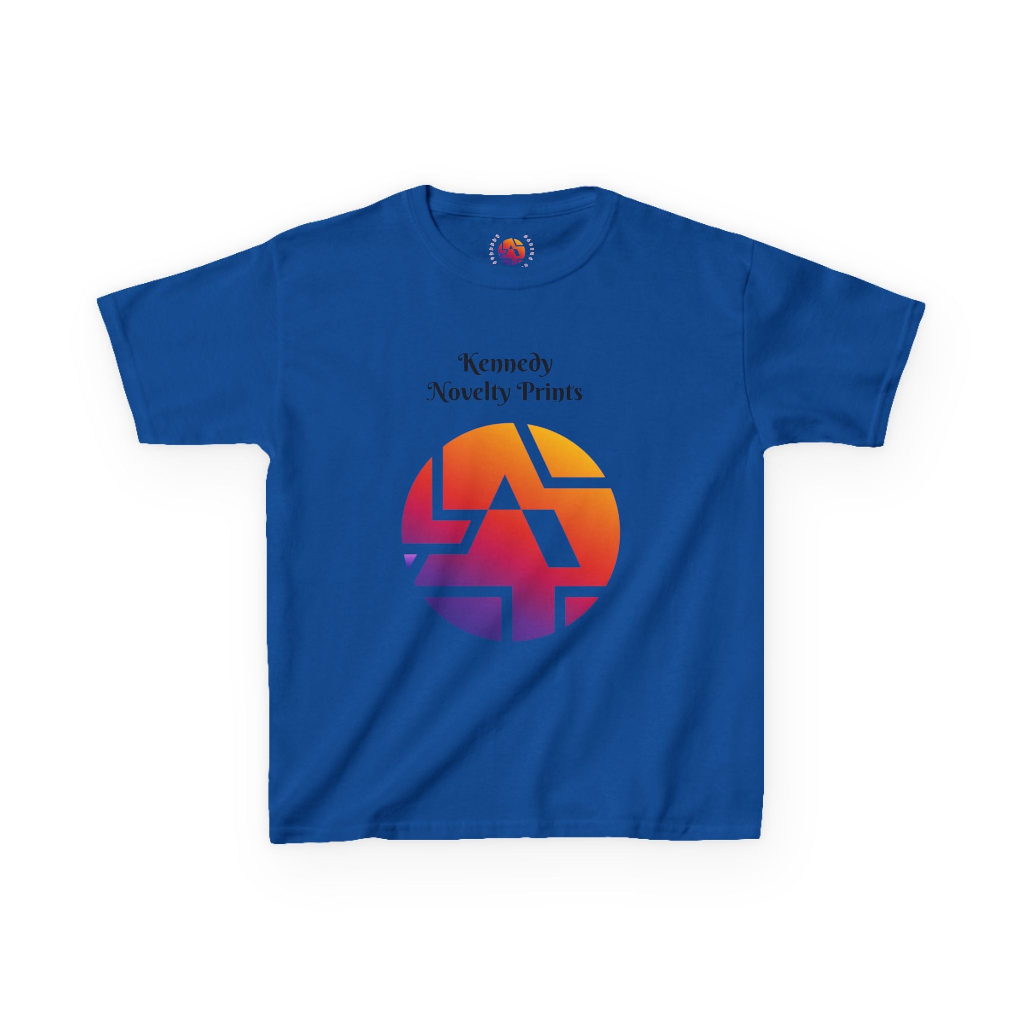 Kids Graphic Tee — Colorful Retro Logo Print ("Kennedy Novelty Prints")