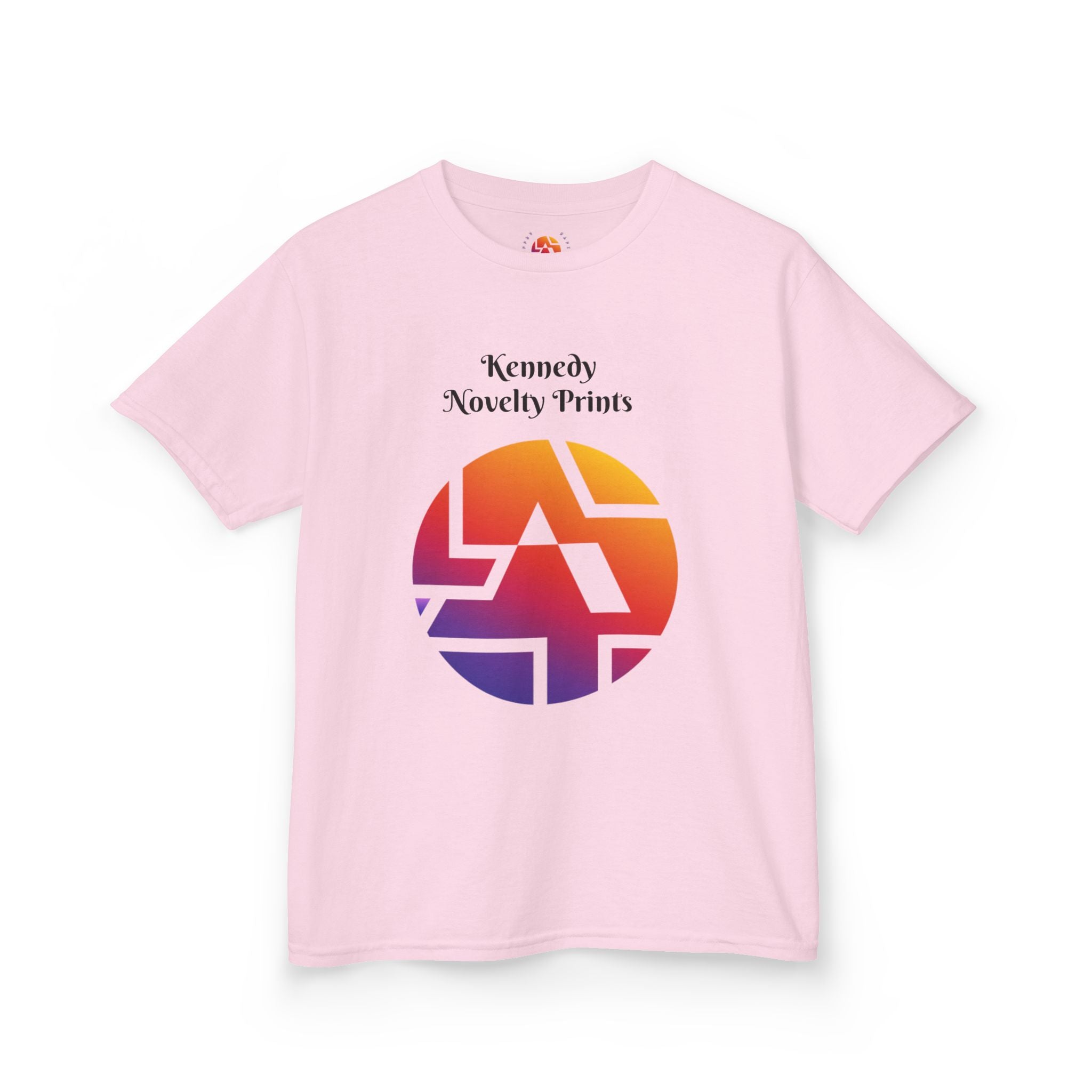 Kids Graphic Tee — Colorful Retro Logo Print ("Kennedy Novelty Prints")