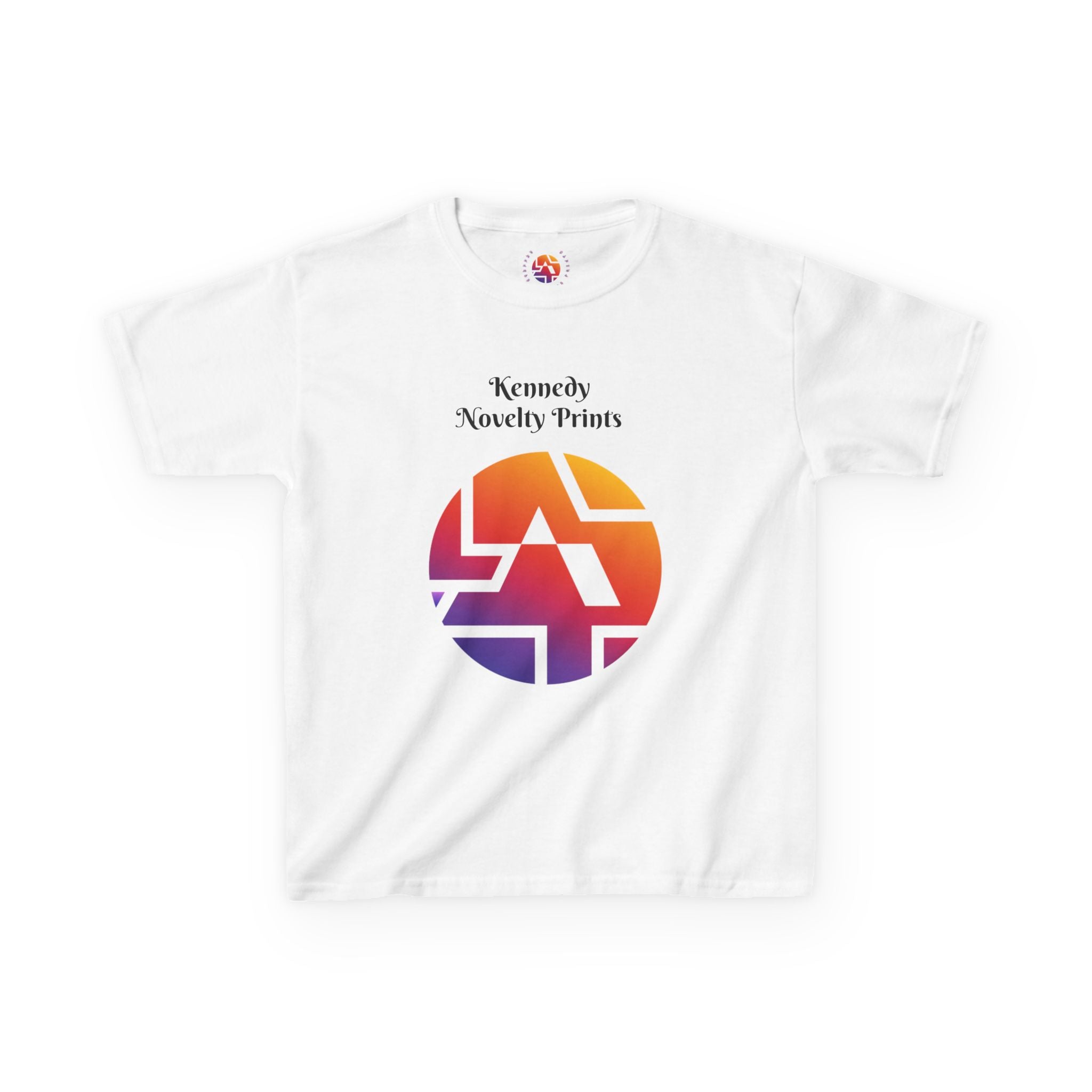 Kids Graphic Tee — Colorful Retro Logo Print ("Kennedy Novelty Prints")