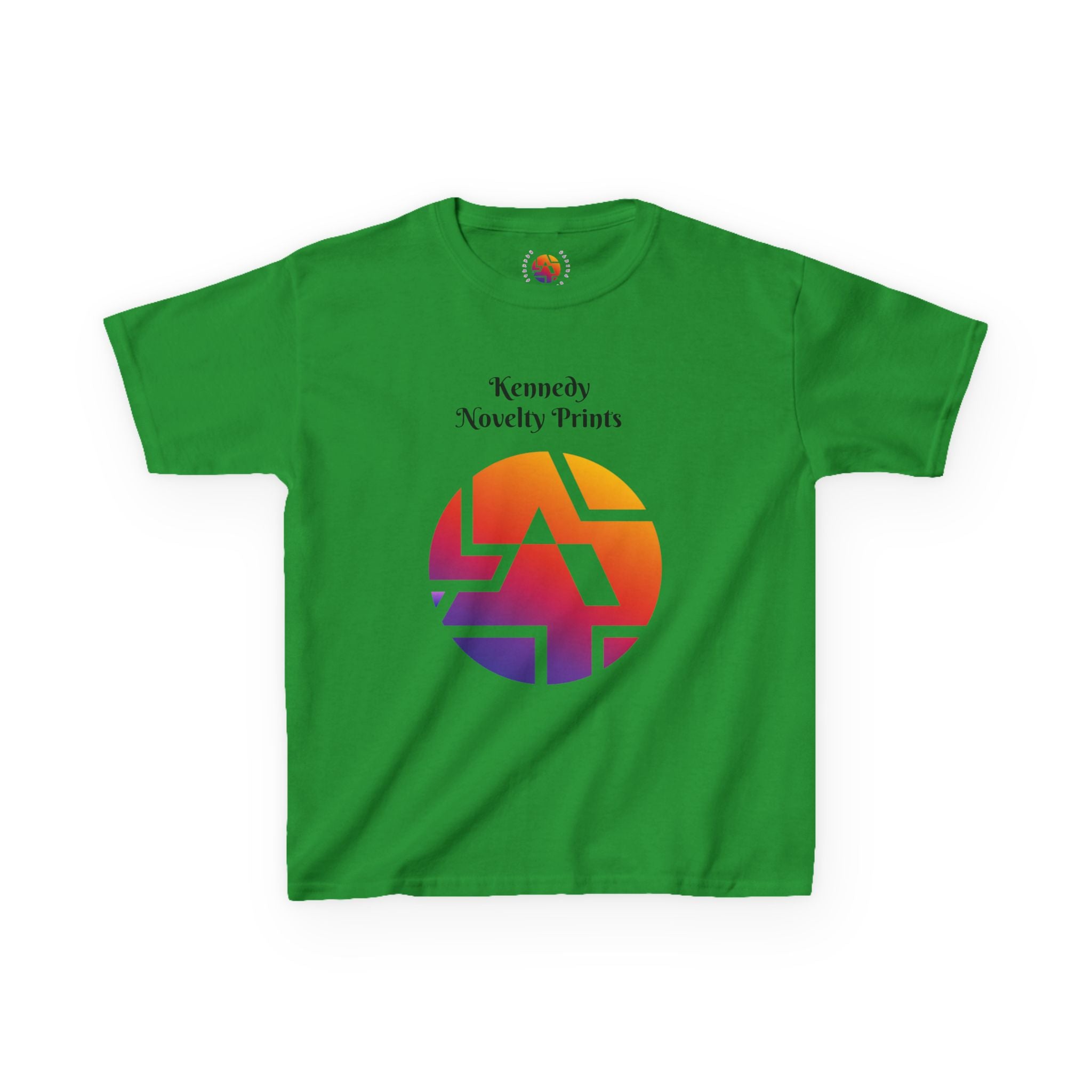 Kids Graphic Tee — Colorful Retro Logo Print ("Kennedy Novelty Prints")