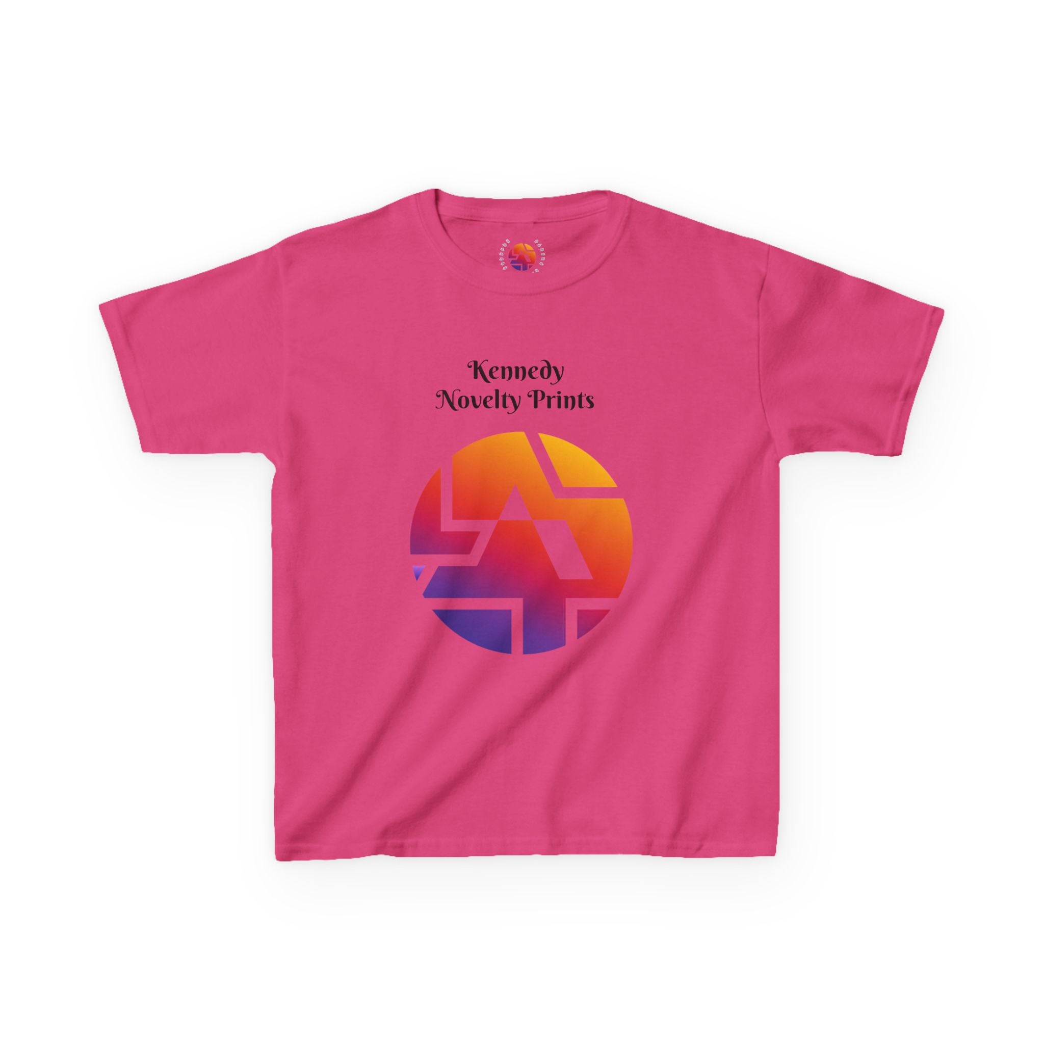 Kids Graphic Tee — Colorful Retro Logo Print ("Kennedy Novelty Prints")