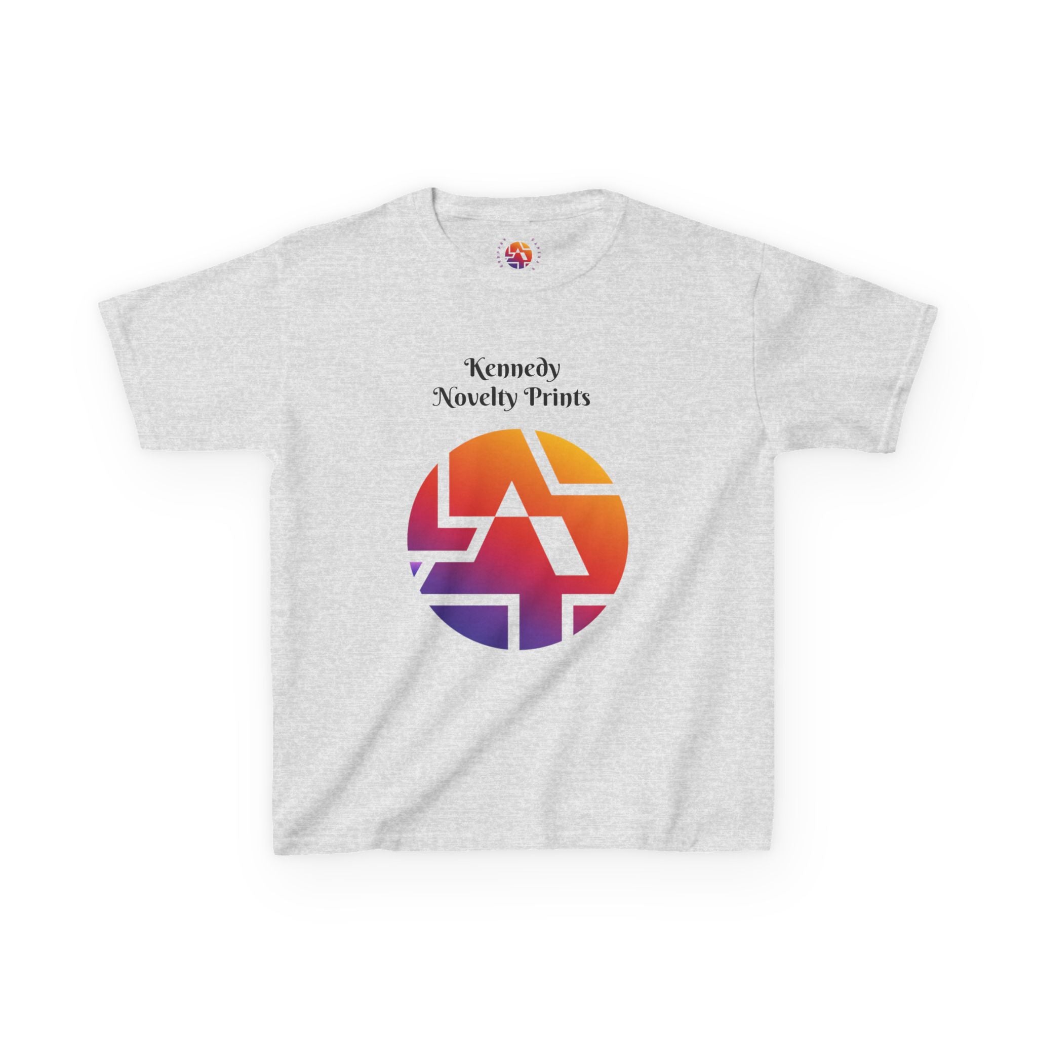 Kids Graphic Tee — Colorful Retro Logo Print ("Kennedy Novelty Prints")