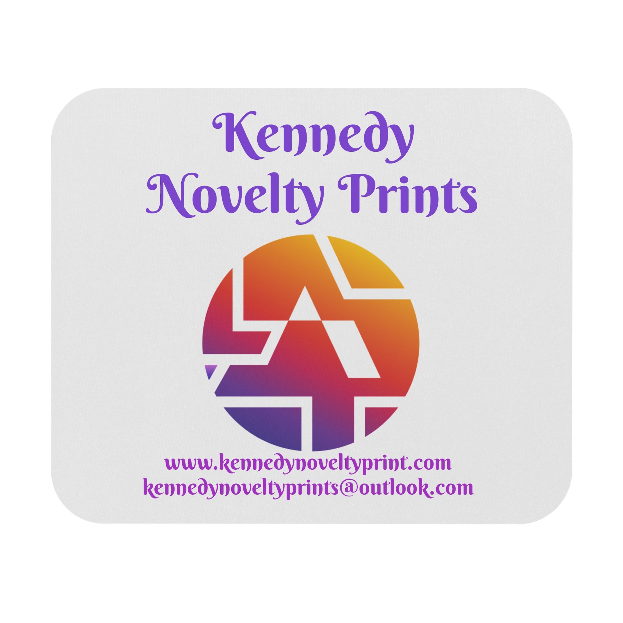 Kennedy Novelty Prints Logo Mouse Pad — Personalized Desk Mousepad with Colorful Gradient Emblem