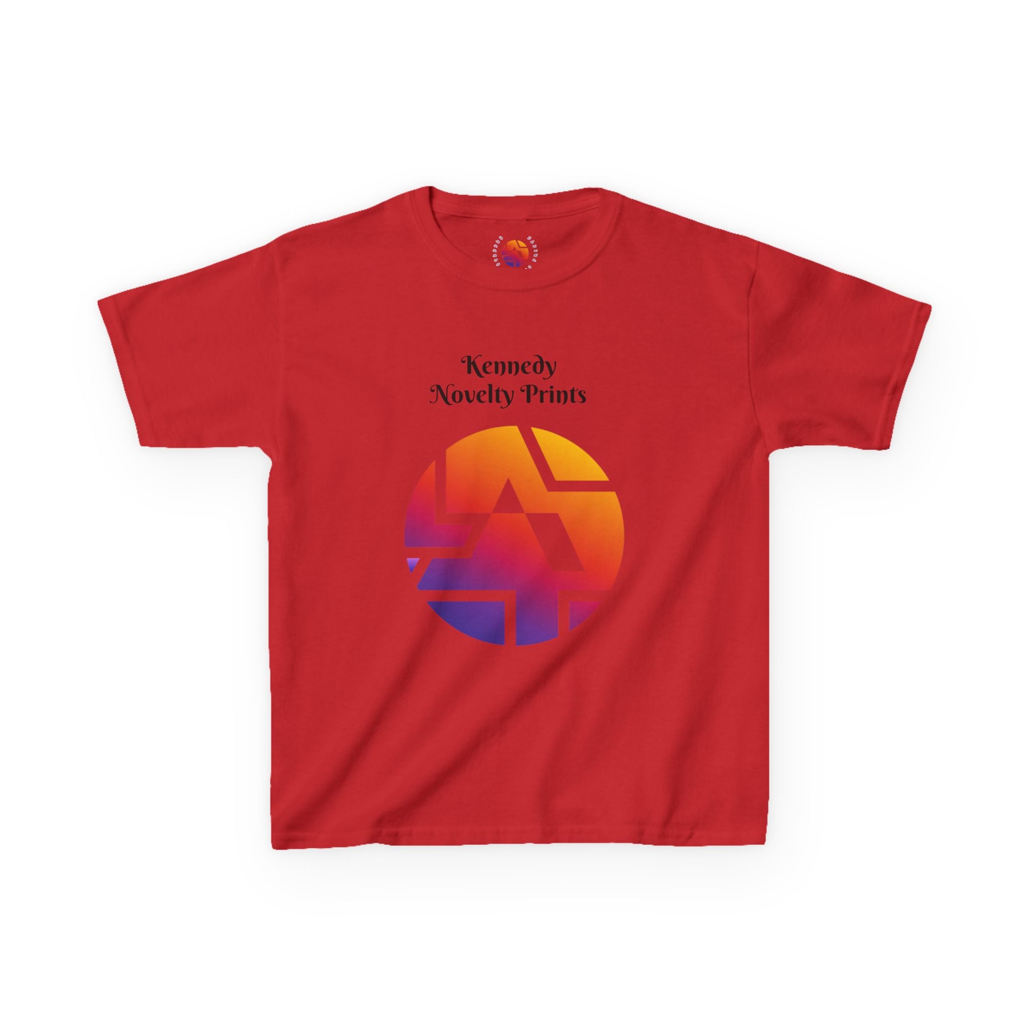 Kids Graphic Tee — Colorful Retro Logo Print ("Kennedy Novelty Prints")