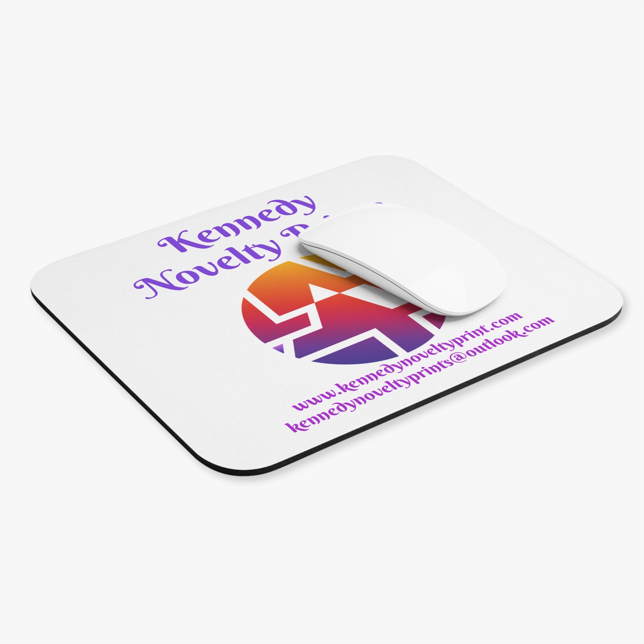 Kennedy Novelty Prints Logo Mouse Pad — Personalized Desk Mousepad with Colorful Gradient Emblem