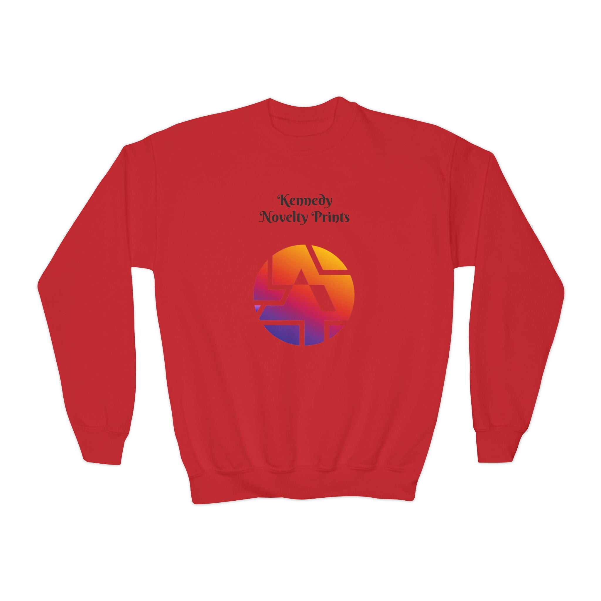 Youth Crewneck Sweatshirt — Retro Gradient Logo "Kennedy Novelty Prints"